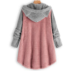 Cat Print Long Hoodies Sweatshirt Women Fleece Warm Button Pocket Pullovers Cat Ear Plus Size Hoodie Top Blouse Sweat Femme
