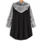 Cat Print Long Hoodies Sweatshirt Women Fleece Warm Button Pocket Pullovers Cat Ear Plus Size Hoodie Top Blouse Sweat Femme
