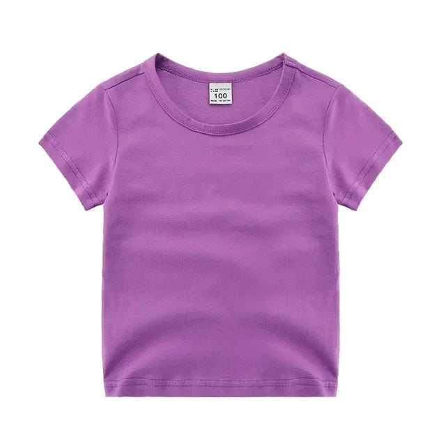 2-12Years Summer children's short sleeve T-shirt cotton baby clothes boys girls blank Infant T-shirt Kids shirt solid tees tops