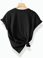 Spring and summer letter printed round neck T-shirt, casual short sleeved top, plus size women's clothing