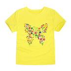 Girls Clothes 2 to 3 4 5 6 7 8 9 10 11 12 13 14 Years 100% Cotton 2024 Summer T Shirts Yellow Butterfly Floral Tee Shirt Tops