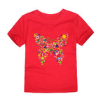 Girls Clothes 2 to 3 4 5 6 7 8 9 10 11 12 13 14 Years 100% Cotton 2024 Summer T Shirts Yellow Butterfly Floral Tee Shirt Tops