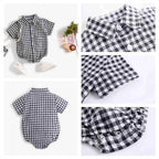 Sanlutoz Cotton Baby Boys Bodysuits Fashion Newborn Clothes for Baby Boy Short Sleeve Summer Baby Clothing Plaid