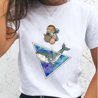 Women T-shirts Sloth Animal Lazy Flower Cute Female T Cartoon Clothes Short Sleeve Casual Fashion Lady Graphic Top Tshirt Tee