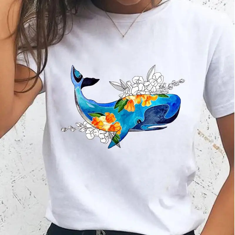 Women T-shirts Sloth Animal Lazy Flower Cute Female T Cartoon Clothes Short Sleeve Casual Fashion Lady Graphic Top Tshirt Tee