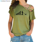I Love The 80 T Shirt for Women Party Funny Vintage T Shirts Best Gift Tops & Tees Casual Irregular Skew Cross Bandage Tops
