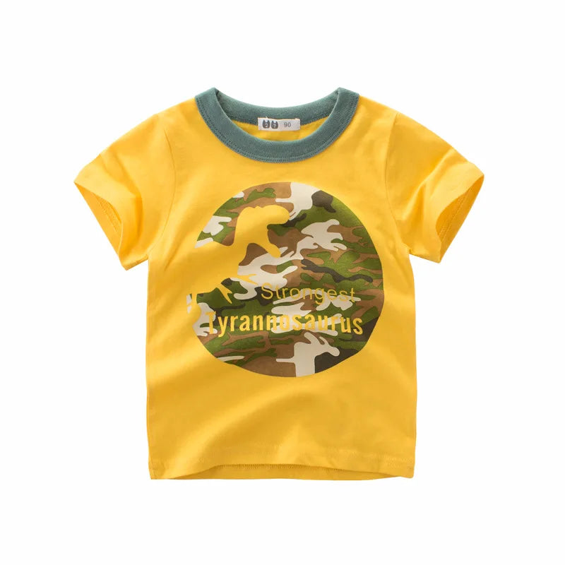 2 3 4 5 7 9 Years Summer Baby Boys Short Sleeve T-shirt Children Kids Cotton Cartoon Tops For Little Boys KF1022