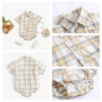 Sanlutoz Cotton Baby Boys Bodysuits Fashion Newborn Clothes for Baby Boy Short Sleeve Summer Baby Clothing Plaid
