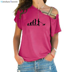 I Love The 80 T Shirt for Women Party Funny Vintage T Shirts Best Gift Tops & Tees Casual Irregular Skew Cross Bandage Tops