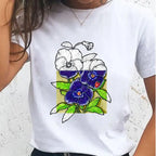Women T-shirts Sloth Animal Lazy Flower Cute Female T Cartoon Clothes Short Sleeve Casual Fashion Lady Graphic Top Tshirt Tee