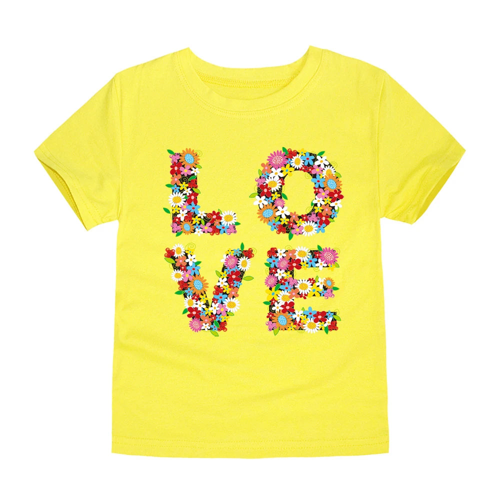 Girls Clothes 2 to 3 4 5 6 7 8 9 10 11 12 13 14 Years 100% Cotton 2024 Summer T Shirts Yellow Butterfly Floral Tee Shirt Tops