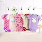 5Pcs 3M-24M Short Sleeve Cotton Winggle-in Jumpsuit Infant Baby Bodysuit