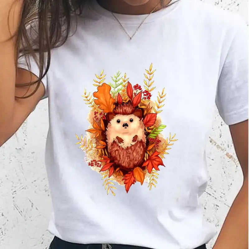 Women T-shirts Sloth Animal Lazy Flower Cute Female T Cartoon Clothes Short Sleeve Casual Fashion Lady Graphic Top Tshirt Tee