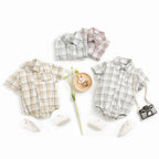 Sanlutoz Cotton Baby Boys Bodysuits Fashion Newborn Clothes for Baby Boy Short Sleeve Summer Baby Clothing Plaid