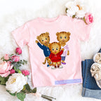 Kawaii Girls T-Shirt Funny Daniel Tiger’S Neighborhood Cartoon Print Baby Girls Clothes Fashion Children’S Tshirt Pink Shirt Top