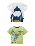 2 3 4 5 7 9 Years Summer Baby Boys Short Sleeve T-shirt Children Kids Cotton Cartoon Tops For Little Boys KF1022