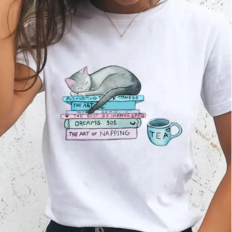 Women T-shirts Sloth Animal Lazy Flower Cute Female T Cartoon Clothes Short Sleeve Casual Fashion Lady Graphic Top Tshirt Tee