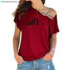 I Love The 80 T Shirt for Women Party Funny Vintage T Shirts Best Gift Tops & Tees Casual Irregular Skew Cross Bandage Tops
