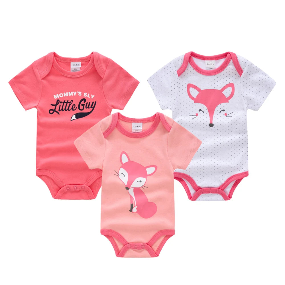 Kavkas Baby Girls Bodysuits 6/3 pcs/lot Summer Cotton Baby Clothes Short Sleeve Newborn body bebe 0-3 months Infant Clothing