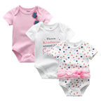 Unisex Cotton Newborn Baby Boy Clothes 3Pieces Summer 0-12M Cartoon Baby Girl Clothes Print Bodysuits Short Sleeve Bebes