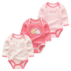 Baby Girl Fall Jumpsuit Long Sleeve 3Pcs Pure Cotton Newborn Bodysuits Round Collar Toddler Boy Clothes Set Infant Cute Costume
