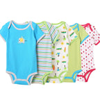 5Pcs 3M-24M Short Sleeve Cotton Winggle-in Jumpsuit Infant Baby Bodysuit