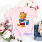 Kawaii Girls T-Shirt Funny Daniel Tiger’S Neighborhood Cartoon Print Baby Girls Clothes Fashion Children’S Tshirt Pink Shirt Top