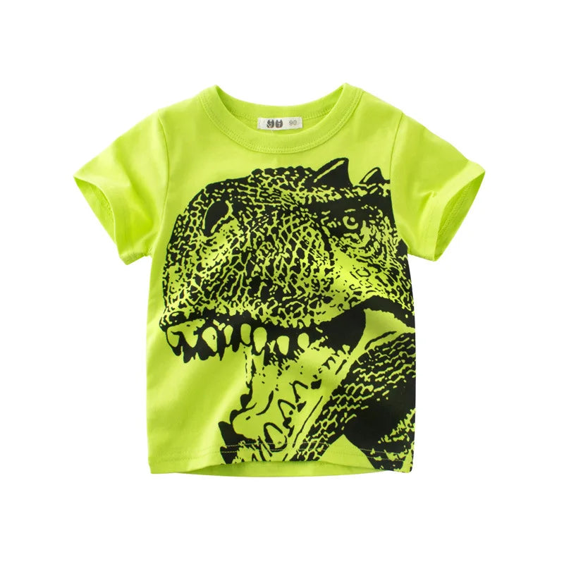 2 3 4 5 7 9 Years Summer Baby Boys Short Sleeve T-shirt Children Kids Cotton Cartoon Tops For Little Boys KF1022