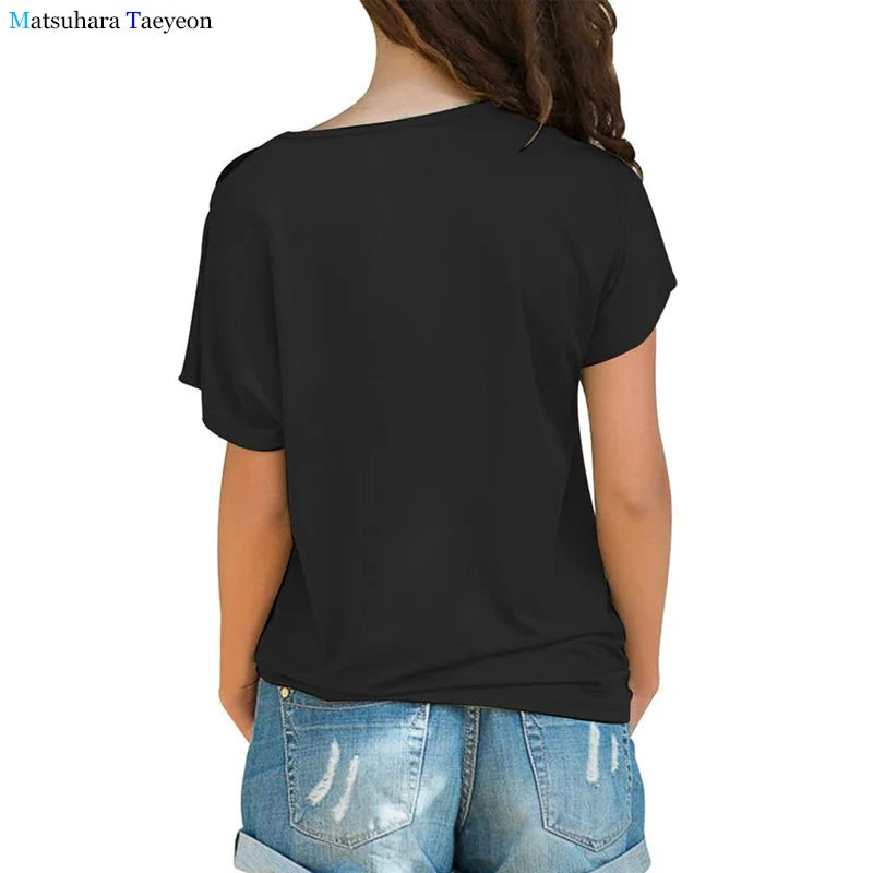 I Love The 80 T Shirt for Women Party Funny Vintage T Shirts Best Gift Tops & Tees Casual Irregular Skew Cross Bandage Tops