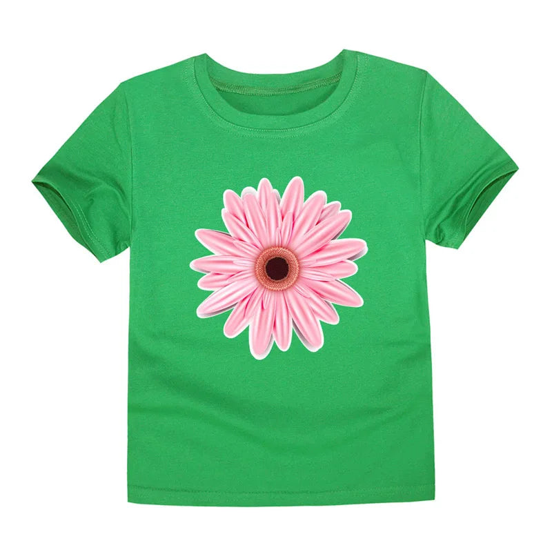 Girls Clothes 2 to 3 4 5 6 7 8 9 10 11 12 13 14 Years 100% Cotton 2024 Summer T Shirts Yellow Butterfly Floral Tee Shirt Tops