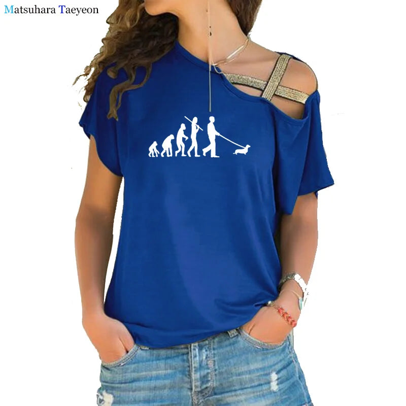 I Love The 80 T Shirt for Women Party Funny Vintage T Shirts Best Gift Tops & Tees Casual Irregular Skew Cross Bandage Tops