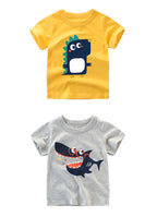 2 3 4 5 7 9 Years Summer Baby Boys Short Sleeve T-shirt Children Kids Cotton Cartoon Tops For Little Boys KF1022