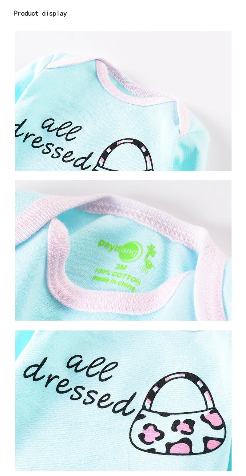 Baby Girl Fall Jumpsuit Long Sleeve 3Pcs Pure Cotton Newborn Bodysuits Round Collar Toddler Boy Clothes Set Infant Cute Costume