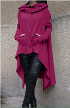 Fashion Trends New European and N Pure Color Long Hoodie
