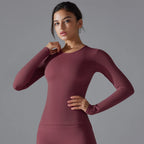 Yoga Shirts For Women Long Sleeve Winter Fitness Running Gym Clothes Workout Dry Fit Breathable High Elastic Sports Top