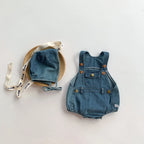 Baby Clothes Denim Sling Romper Infant Onesie Newborn One-piece 0-3 Years Old Complimentary Hat