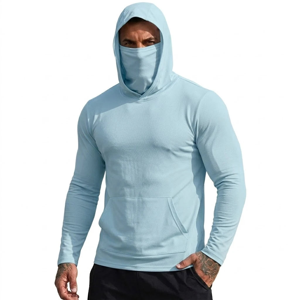 Mens UPF50+ Performance T-Shirt Hoodie Hiking Quick Dry Sweatshirts Sunscreen Fishing Wear Long Sleeve Sun Protection Tshirts