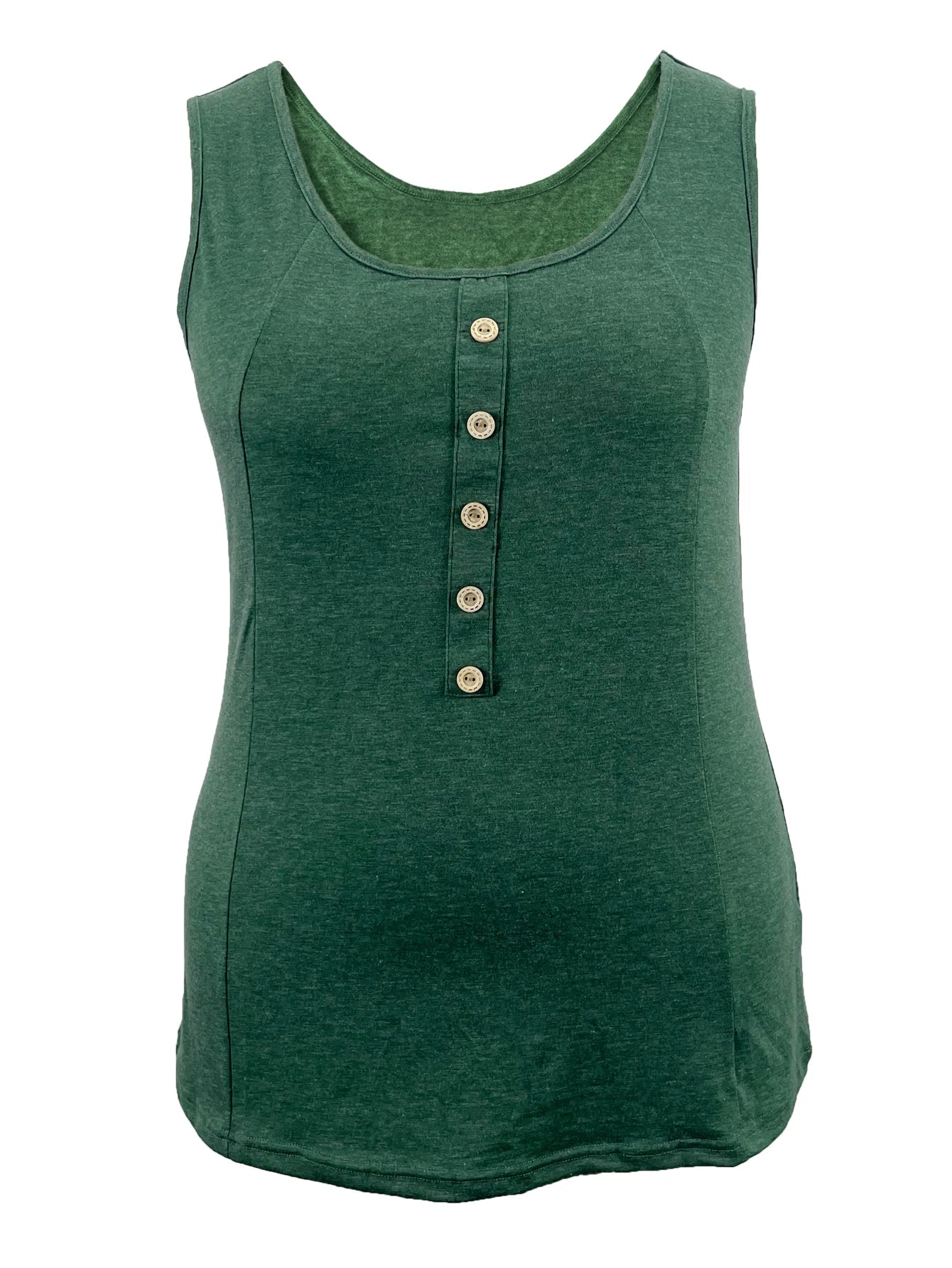 Plus Size 2024 New Colored Cotton Casual U-neck Sleeveless Tank Top Solid Button Tank Top