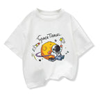 2025 New Kids Clothing Spaceman Travel Graphic Summer T-Shirt Boy And Girl Cotton Fashion Tops Teen Boys Loose Short Sleeve Tee