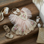 ma&baby 0-24M Baby Girl Romper Newborn Infant Jumpsuit Princess Floral Embroidery Tulle Outfits Birthday Party Clothing