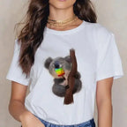 Women Cartoon Kawaii Animal Koala Print Woman Tshirt Harajuku Ropa Mujer Graphic Plus Size T-Shirt Casual Streetwear  Tees