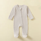 Organic Cotton Baby Rompers Waffle 100% Cotton Infant Boys Girls Jumpsuit Zipper Footed Solid Long-Sleeve Pajamas Sleepsuits