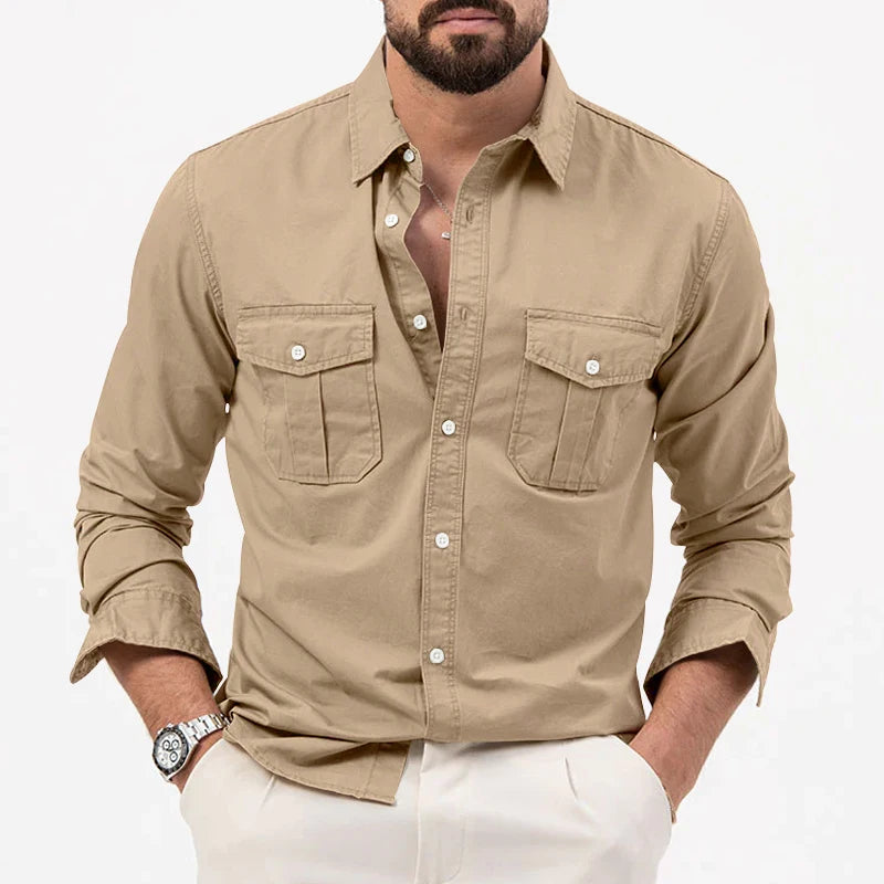 Men's Long Sleeve Shirt, Tiki Retro Solid Color Fitness Wear, Harajuku Street High Quality Fashion Jogging Fitness Autumn Shirt