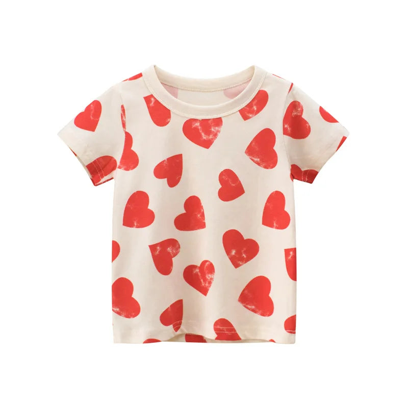 2025 Summer 2-8 Years Kids Girl Shorts Sleeve T-shirts Printed Little Girl Top Baby Girl T Shirts Children Toddler Girl Clothes
