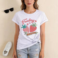 Women's Strawberry Print Graphic T Shirt Spring Summer Crew Neck Short Sleeve Tshirt for Woman Vintage Y2k Tees Tops Clothes