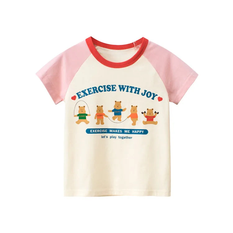 2025 Summer 2-8 Years Kids Girl Shorts Sleeve T-shirts Printed Little Girl Top Baby Girl T Shirts Children Toddler Girl Clothes