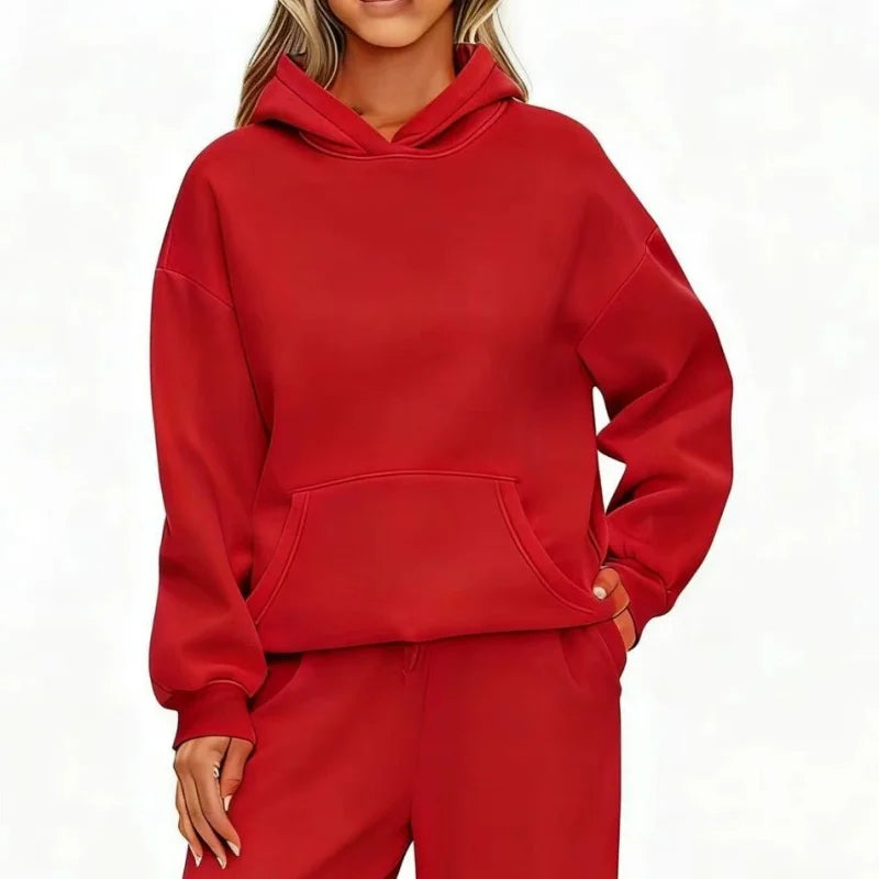 Autumn Winter Casual Sports hoodie Sweatshirt Solid-color long-sleeve Women's Fashion Loose hoodie Women's tops pullover