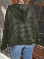 Plus size European and American cross-border autumn new casual solid color pocket zipper hooded jacket