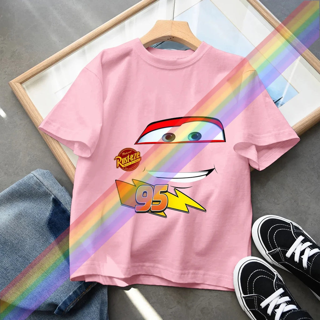 Hot Sale Car Pixar Lightning McQueen Print Cute Kids T-Shirts Girls Clothes Baby Boys Short Sleeve T Shirt Summer Children Tops