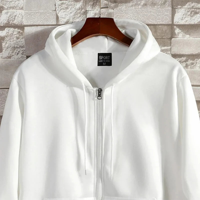 Zipper Hoodies Autumn Winter Men's New Long Sleeve Hooded Sweatshirt Fashion Casual Male Outfit Sportwear Loose Fit Clothes